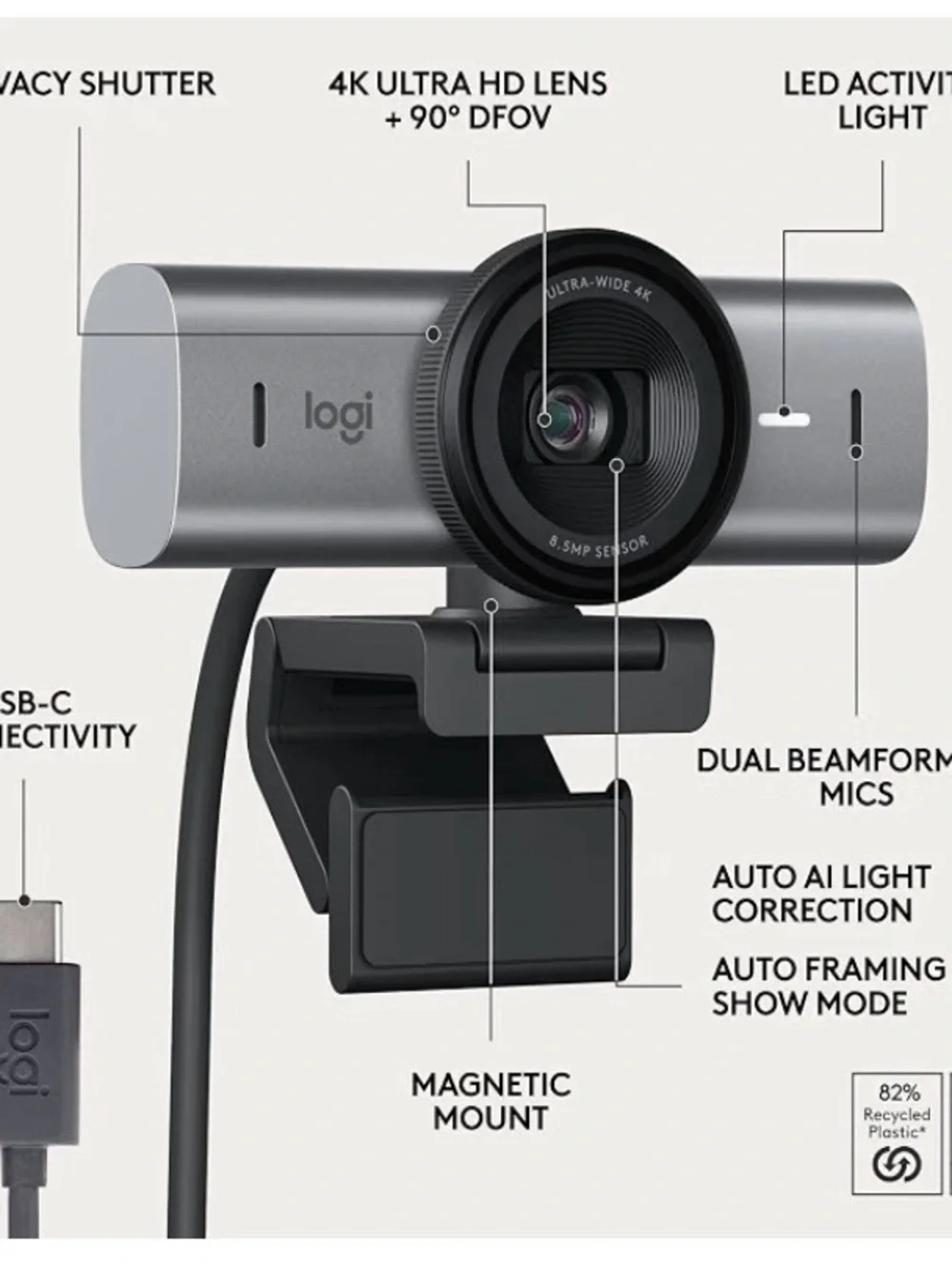 Logitech MX BRIO 705 for business 4K Webcam